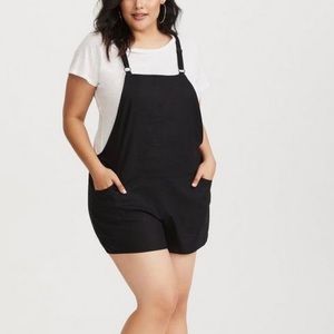 NEW Torrid Black Stretch Linen Shortall Summer Romper Women’s SZ 1X